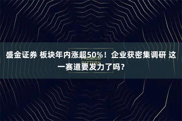 盛金证券 板块年内涨超50%！企业获密集调研 这一赛道要发力了吗？