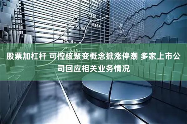 股票加杠杆 可控核聚变概念掀涨停潮 多家上市公司回应相关业务情况